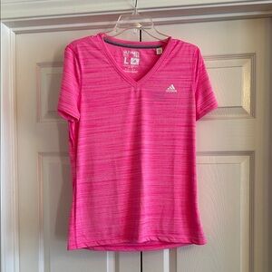 NWT: Adidas Women's Pink Short Sleeved V-Neck Ultimate Top
